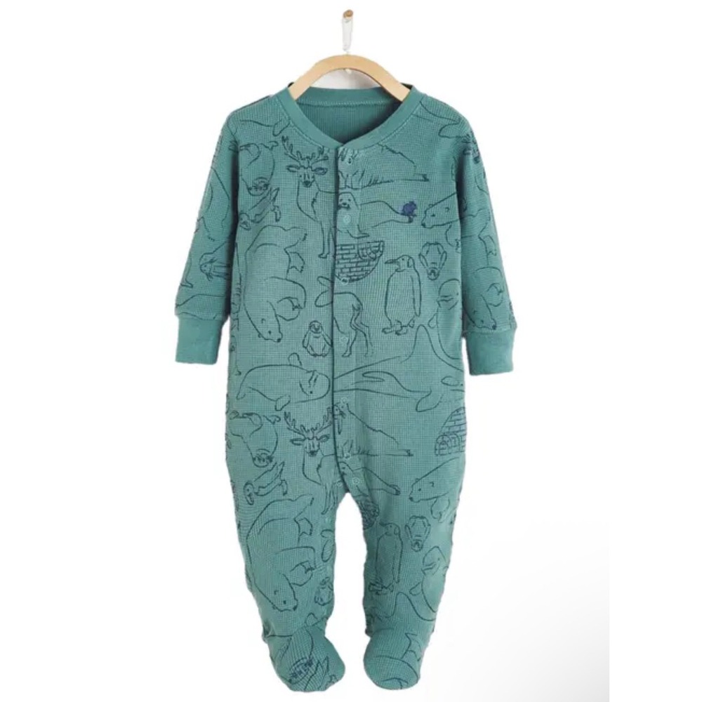 Babycottons Baby Cotton Camou Waffle Footie Sleeper Pajamas‎ Arctic Animal 6M